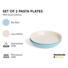 Stoneware Salad Plate Set – 22cm | Set of 2 | Blue Ivory