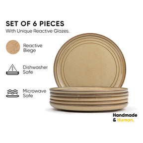 Ceramic Dinner Plates Set, 6 Pieces | Self Reactive Collection | Glossy Finish