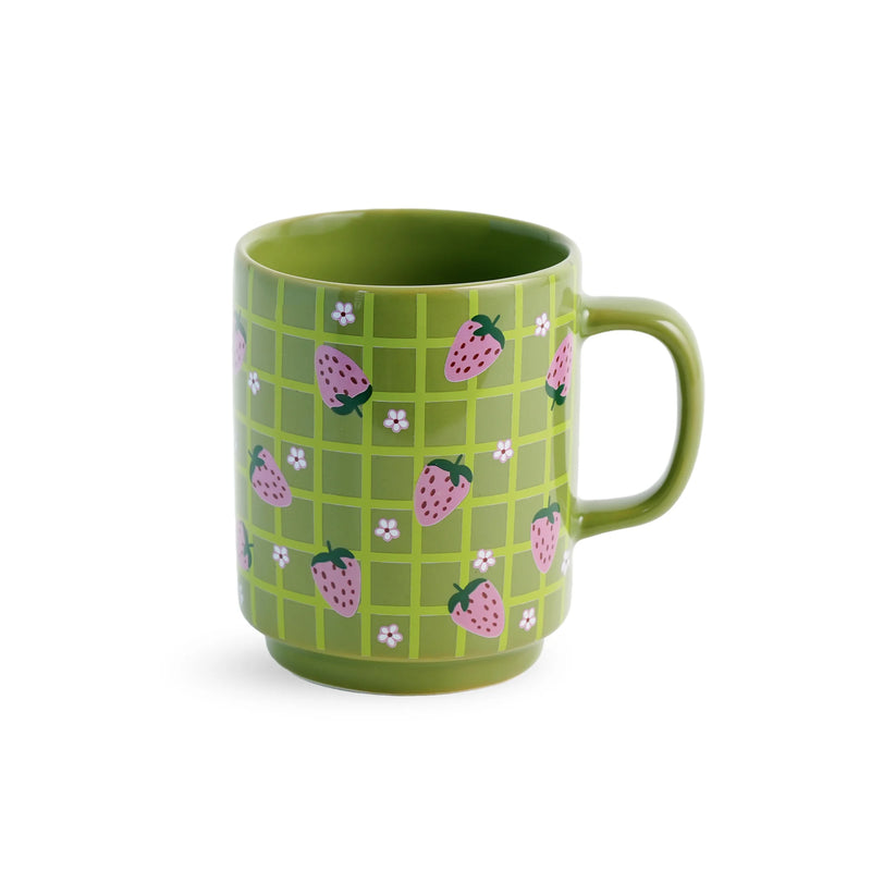 Shay Ceramic Mug, 1 Pc, Strawberry, 300ml | Glossy Finish | Ceramic Coffee Cup | Porcelain | Microwave Safe |
