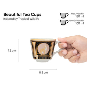 Ceramic Tea Cup Set of 6, 180ml, Decorative Decal Collection