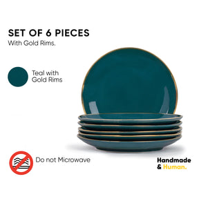 Ceramic Dinner Plates Set, 6 Pieces, Goldline Collection