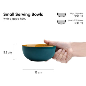 Ceramic Snack Bowl Set | 330ml | Set of 4 | Glossy Finish | Premium Stoneware