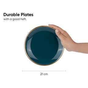 Ceramic Quarter Plates Set of 6 - Goldline Series | Glossy Finish