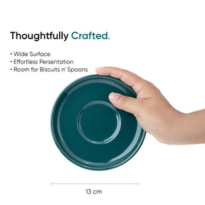 Large Teal Green Ceramic Coffee Cup & Saucer Set 320ml | XL Cuppa Collection