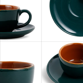 Ceramic Espresso Cup & Saucer Set (Set of 2, 100 ml) – Teal Green