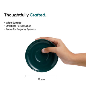 Ceramic Espresso Cup & Saucer Set (Set of 2, 100 ml) – Teal Green