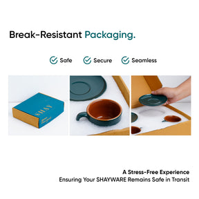 Ceramic Espresso Cup & Saucer Set (Set of 2, 100 ml) – Teal Green