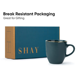 Ceramic Coffee Mug 300ml – Teal with Gold Detail | Milk Mug