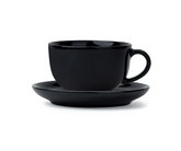 Large Cappuccino Cup Saucer Set, Black, 320ml | XL Cuppa Collection | Glossy Finish