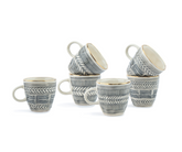 Handpainted Ceramic Coffee Cup Set | Set of 6 | 250ml | Glossy Finish