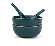 Ceramic Soup Bowl Set | 300ml | With Spoons | Set of 6 | Glossy Finish