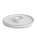 Large Round Ceramic Serving Platter 1 Platter, 1 Dip || Matte Finish | Japandi Platter White