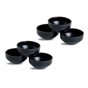 Ceramic Veg Bowls Set of 6 for Dinner | 180ml | Matte Finish | Premium Ceramic | Black | Japandi Collection | Multipurpose Katori Set