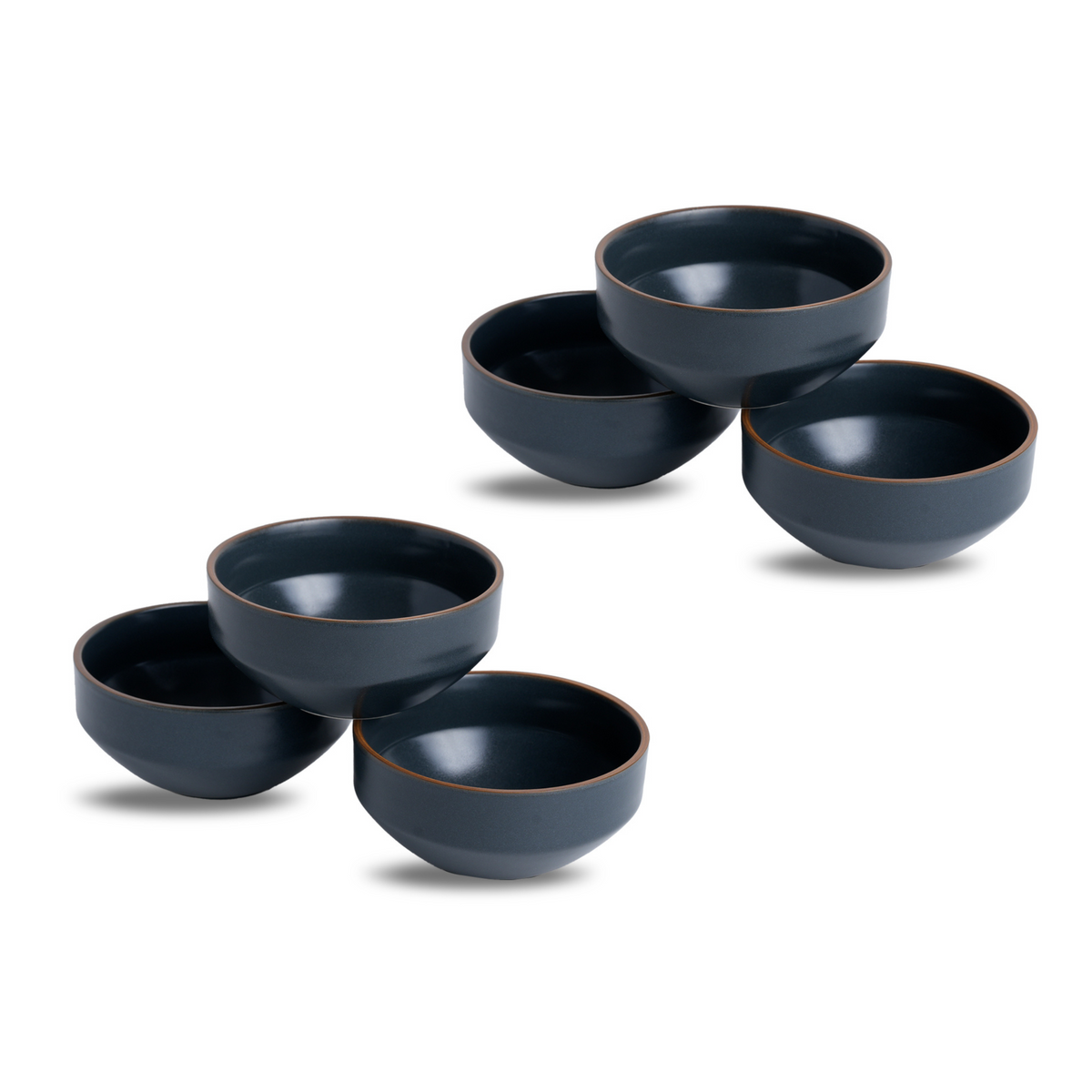 Ceramic Veg Bowls Set of 6 for Dinner – Blue | 180ml | Matte Finish | Japandi Collection