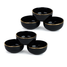 Ceramic Veg Bowls Set of 6 for Dinner | 180ml | Glossy Finish | Premium Ceramic | Gold Rim | Gold Line Collection | Multipurpose Katori Set