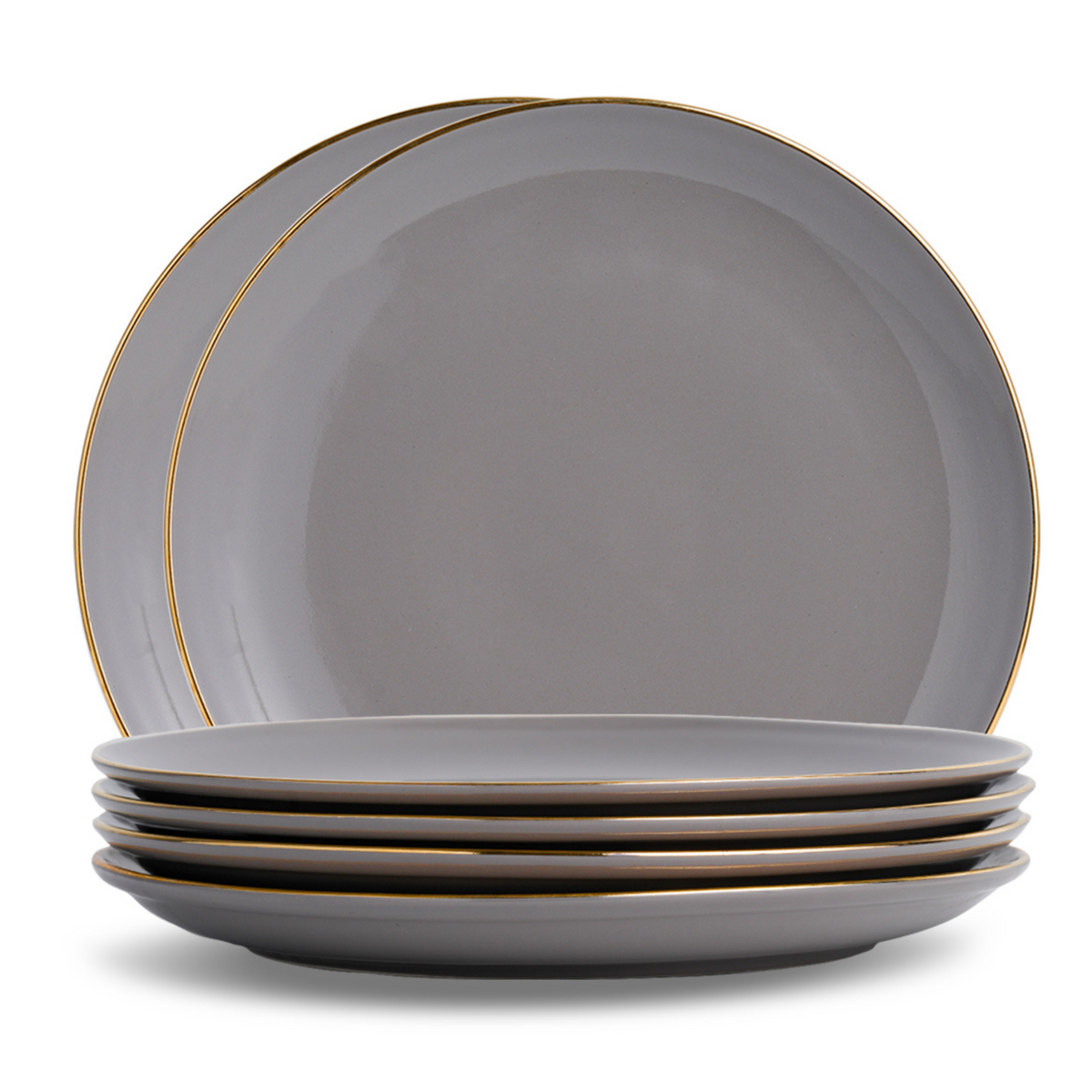 Ceramic Dinner Plates Set, 6 Pieces, Goldline Collection