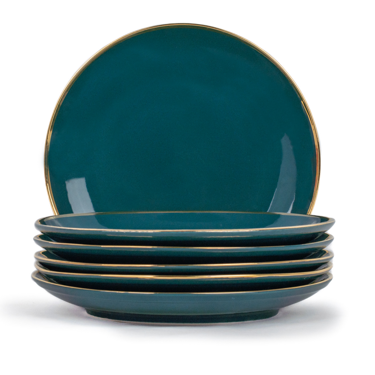 Ceramic Dinner Plates Set, 6 Pieces, Goldline Collection