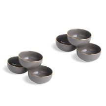 Ceramic Veg Bowls Set of 6 for Dinner | 180ml | Glossy Finish | Premium Ceramic | Gold Rim | Gold Line Collection | Multipurpose Katori Set