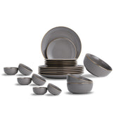 Ceramic Dinner Set | Halo Collection | 21 Pieces | Dinner Set For 6 | Teal Grey
