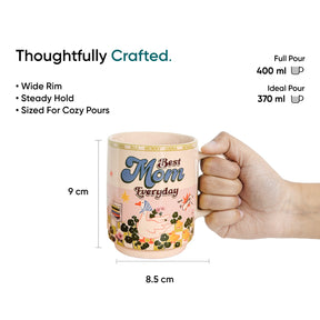 Shay Ceramic Mug, 1 Pc, MOM Mug, 300ml | Glossy Finish | Ceramic Coffee Cup | Porcelain | Microwave Safe | Rise Collection_ For our Mothers