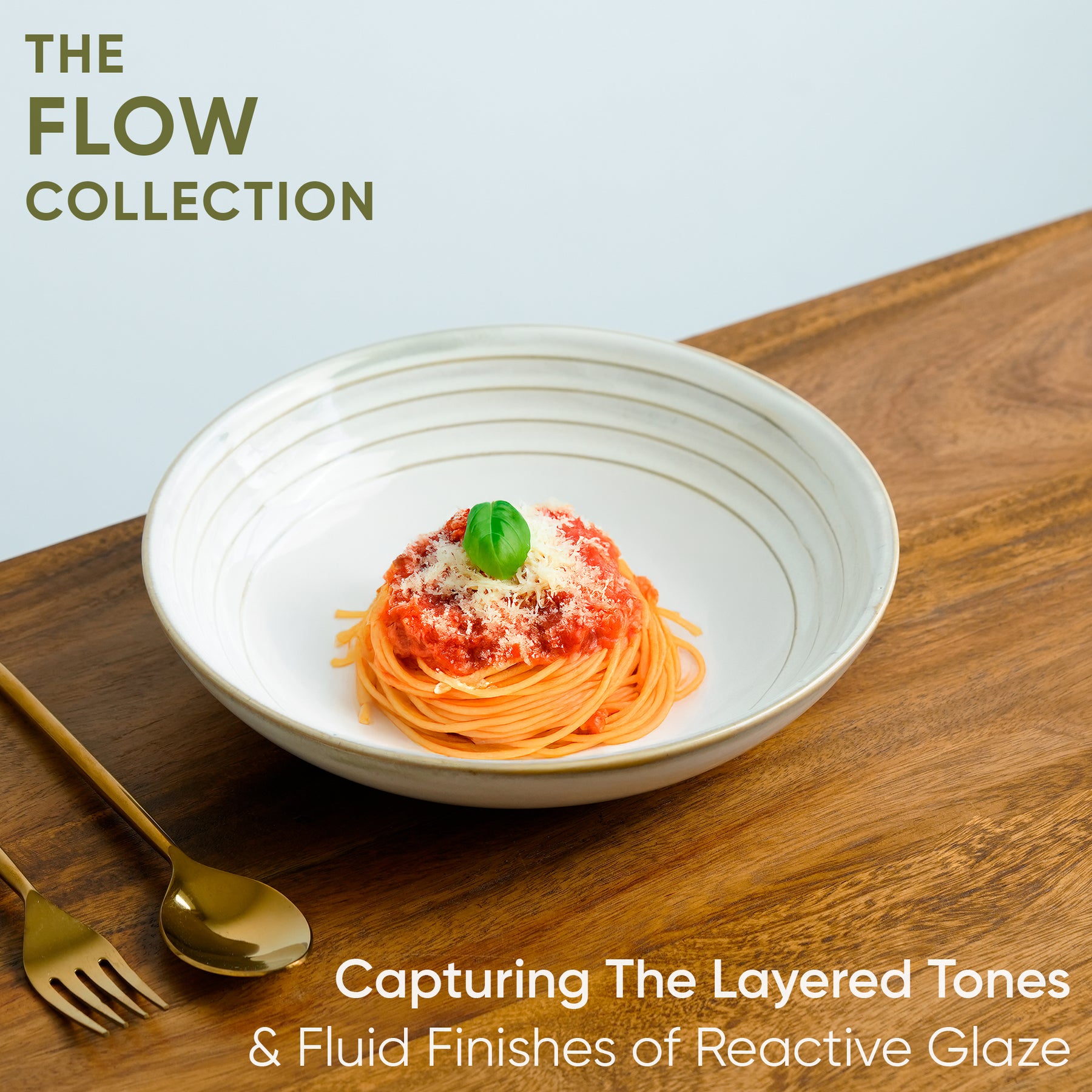 Ceramic Pasta Bowl Set of 2 White Self Reactive Collection
