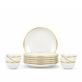 White Gold Ceramic Dinner Set – 12 Pieces | Gold Line Collection