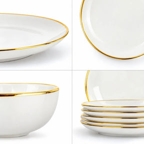 White Gold Ceramic Dinner Set – 12 Pieces | Gold Line Collection