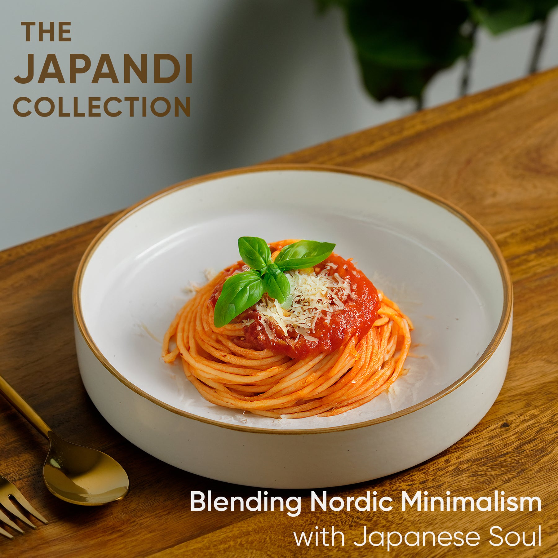 Stackable Ceramic Pasta Bowl Set of 2 Japandi Collection