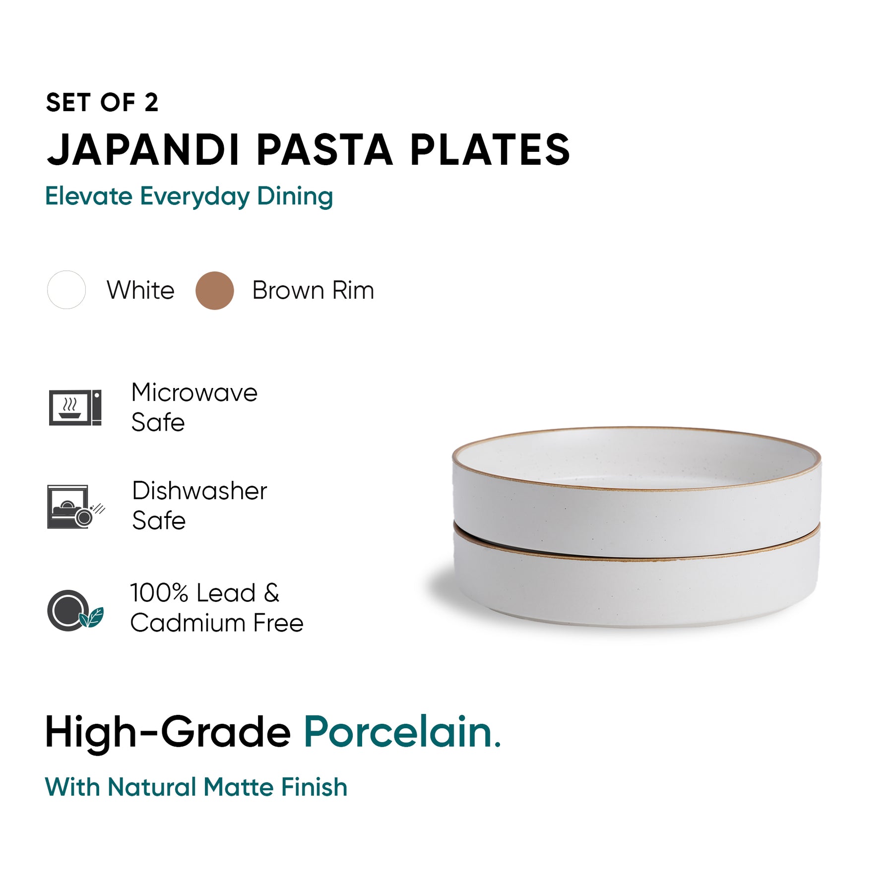Stackable Ceramic Pasta Bowl Set of 2 Japandi Collection