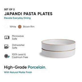 Stackable Ceramic Pasta Bowl Set of 2 Japandi Collection