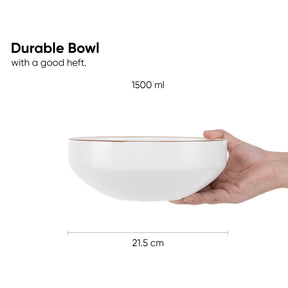 Large Ceramic Serving Bowl – White, 1500ml | Japandi Matte Finish