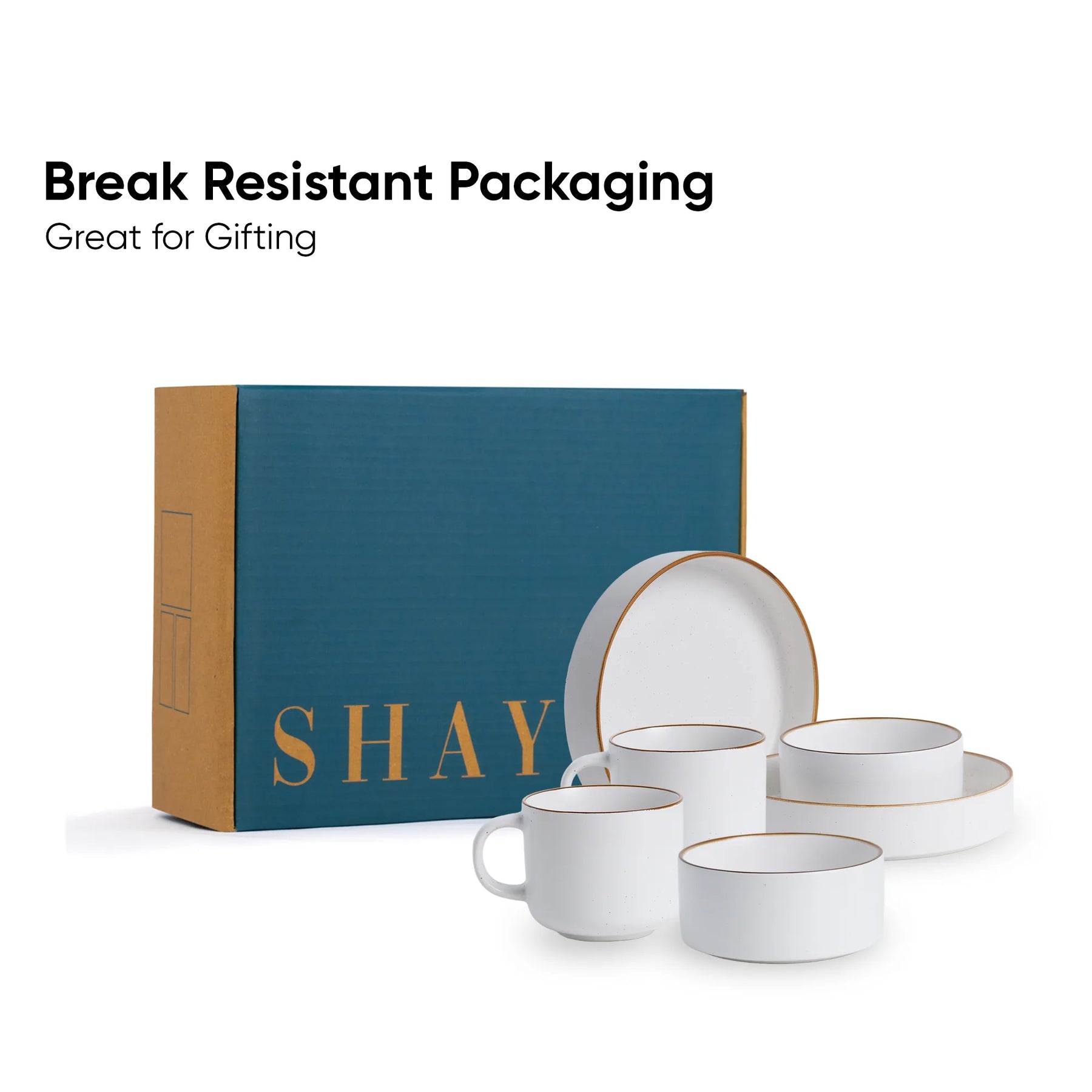 Ceramic Breakfast Set | Japandi Collection | 6 Pieces | White