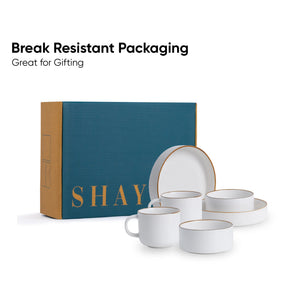 Ceramic Breakfast Set | Japandi Collection | 6 Pieces | White
