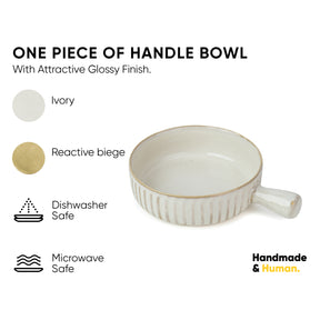 Ceramic Pasta Bowl with Handle | Self Reactive Collection | Serving Bowl