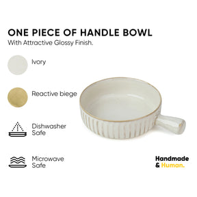 Ceramic Pasta Bowl with Handle | Flow Collection | Pasta Serving Bowl | White
