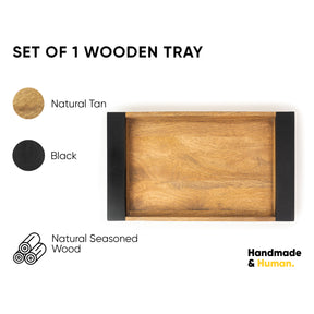 Large Wooden Serving Tray | Natural Wood Tray for Elegant Serving