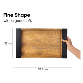 Large Wooden Serving Tray | Natural Wood Tray for Elegant Serving