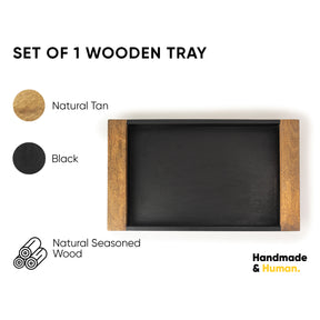 Large Wooden Serving Tray | Natural Wood Tray for Elegant Serving