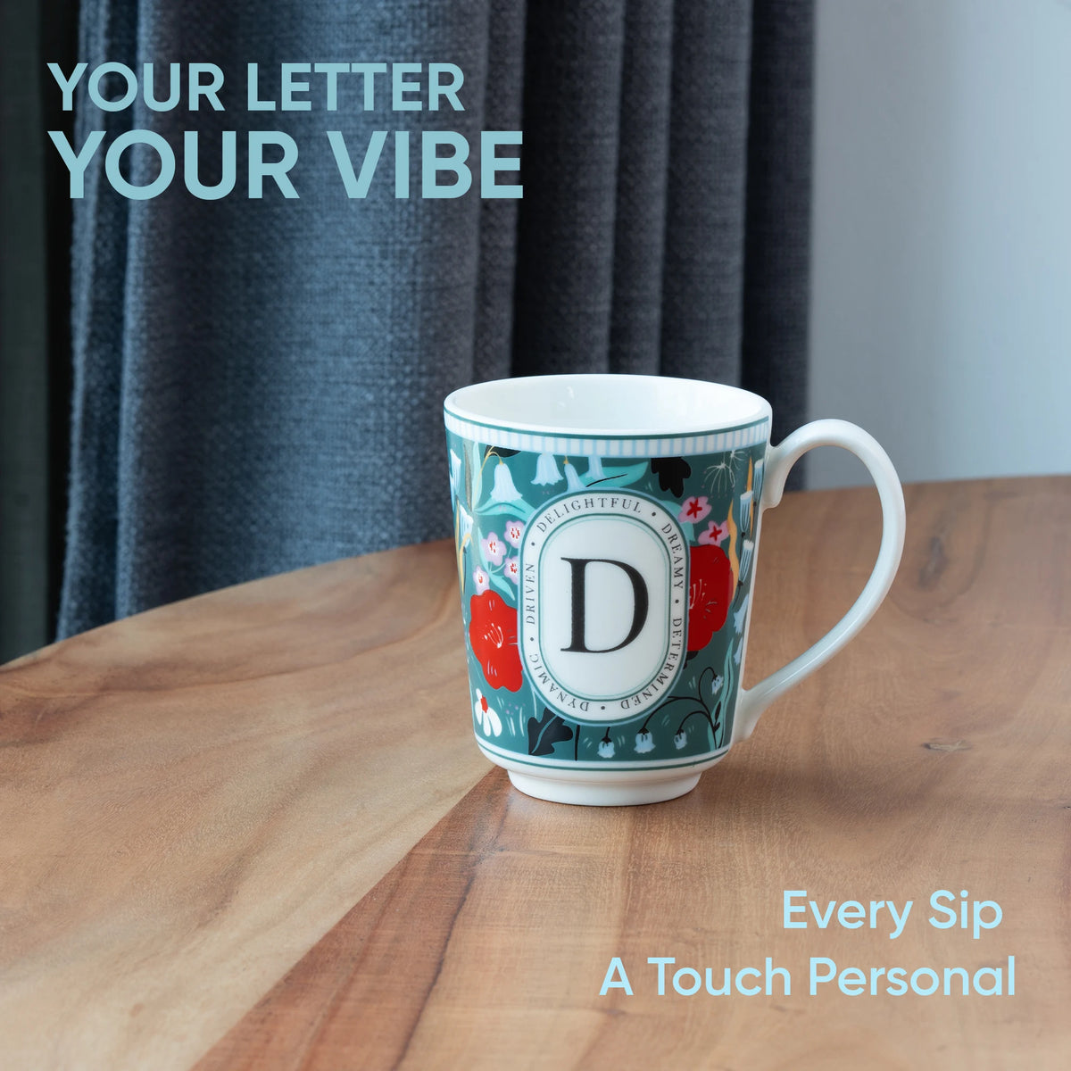 D Ceramic Coffee Mug | 300 ML | Alphabet Collection