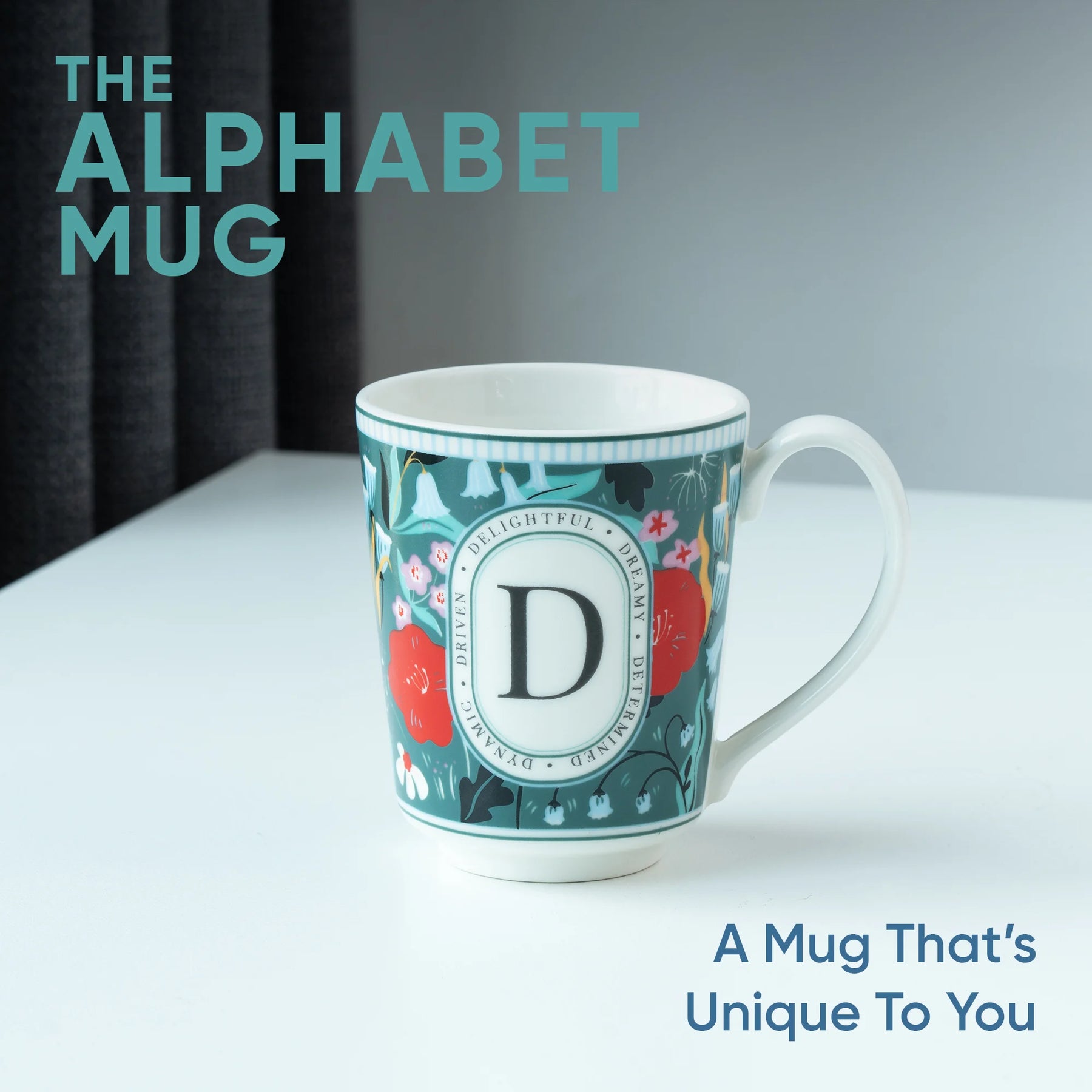 D Ceramic Coffee Mug | 300 ML | Alphabet Collection