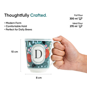 D Ceramic Coffee Mug | 300 ML | Alphabet Collection