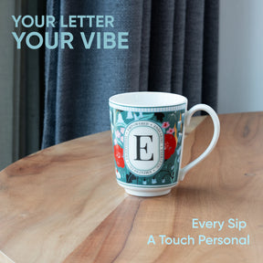 E Ceramic Coffee Mug | 300 ML | Alphabet Collection