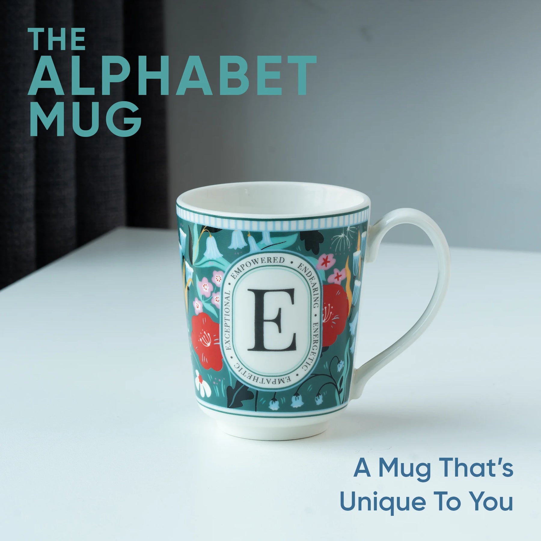 E Ceramic Coffee Mug | 300 ML | Alphabet Collection
