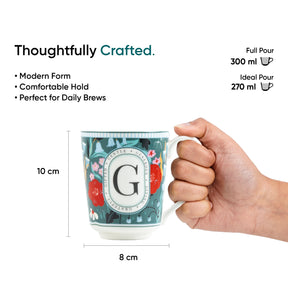 G Ceramic Coffee Mug | 300 ML | Alphabet Collection