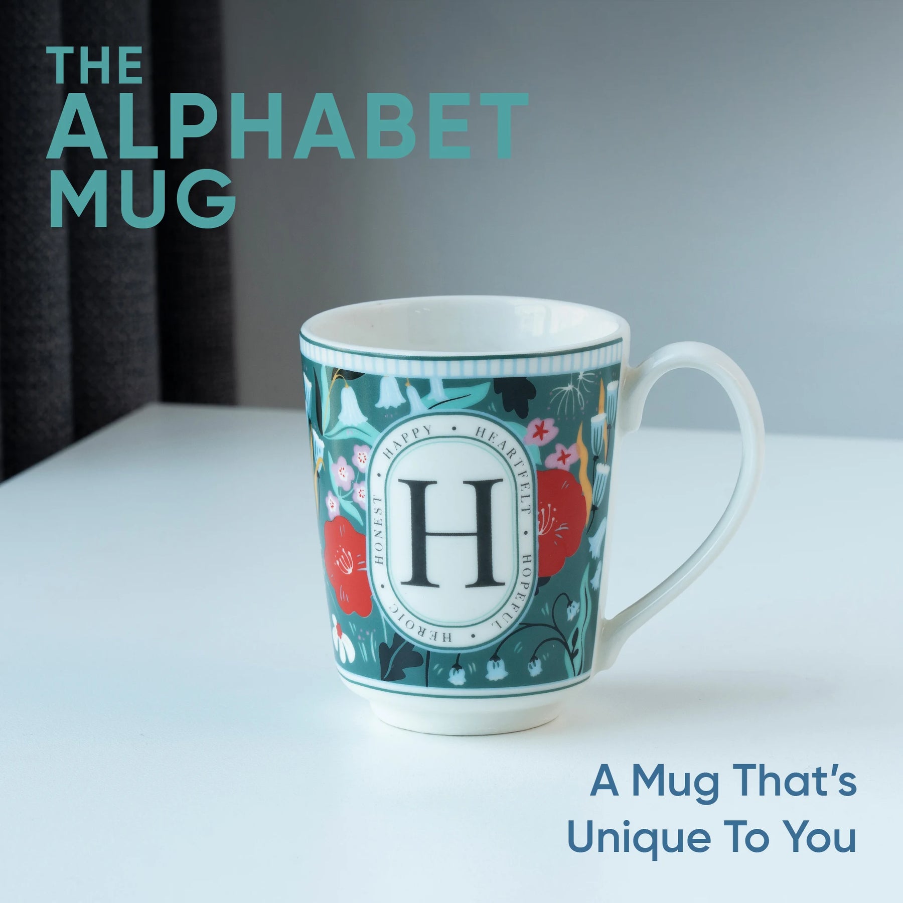 H Ceramic Coffee Mug | 300 ML | Alphabet Collection