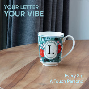 L Ceramic Coffee Mug | 300 ML | Alphabet Collection