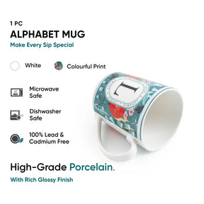 L Ceramic Coffee Mug | 300 ML | Alphabet Collection
