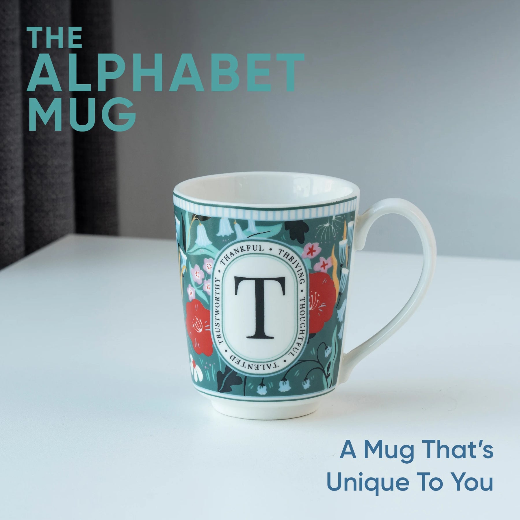 T Ceramic Coffee Mug | 300 ML | Alphabet Collection
