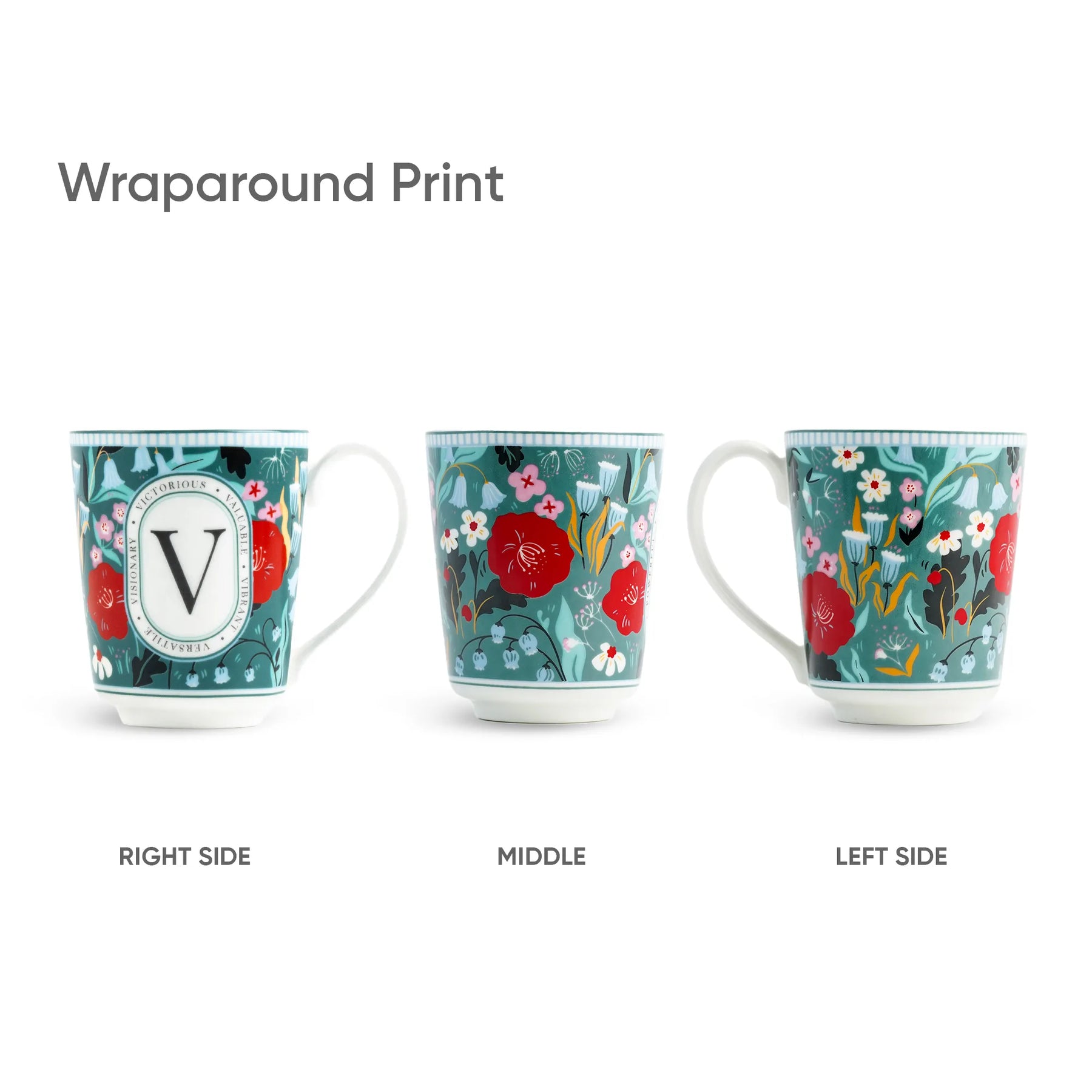 V Ceramic Coffee Mug | 300 ML | Alphabet Collection