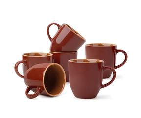 Ceramic Coffee Milk Mug Set, Set of 6, 300ml, Burgundy | Midnight Collection | Glossy Finish